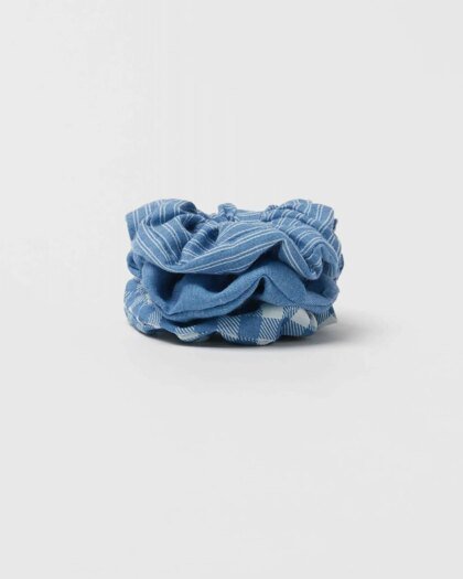 Pack of Three Denim Scrunchies