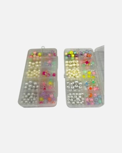 10-Grid Assorted Acrylic Pearl & Crystal Beads Set for DIY Bracelets & Jewelry