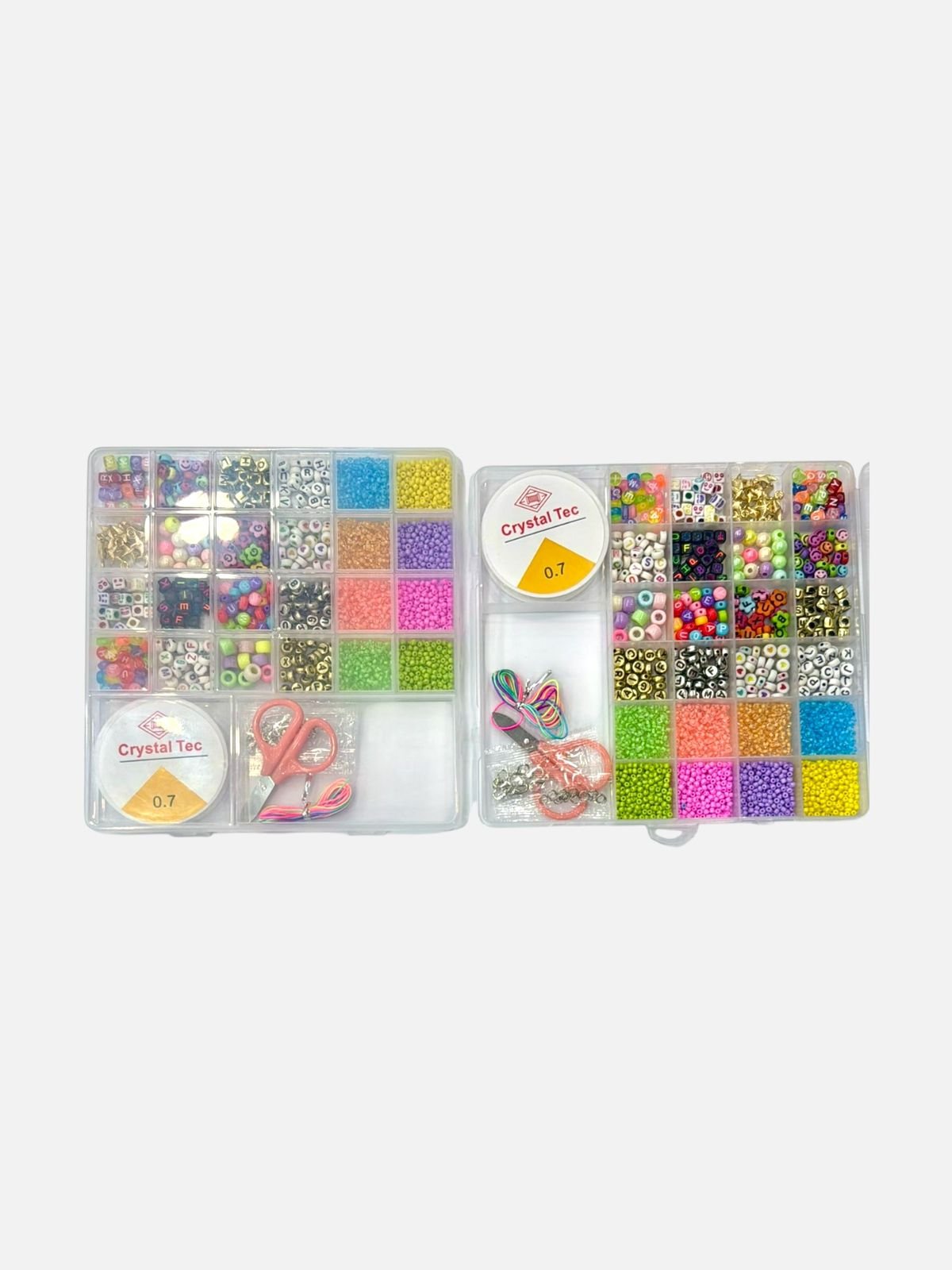 DIY Alphabet & Colorful Glass Seed Beads Kit with Scissors & Elastic Thread