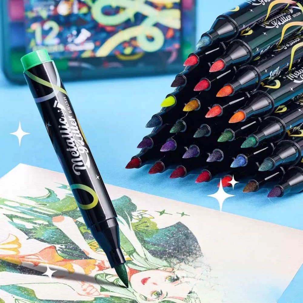 Metallic Glitter Painting Markers Set 24 Colors - Image 3