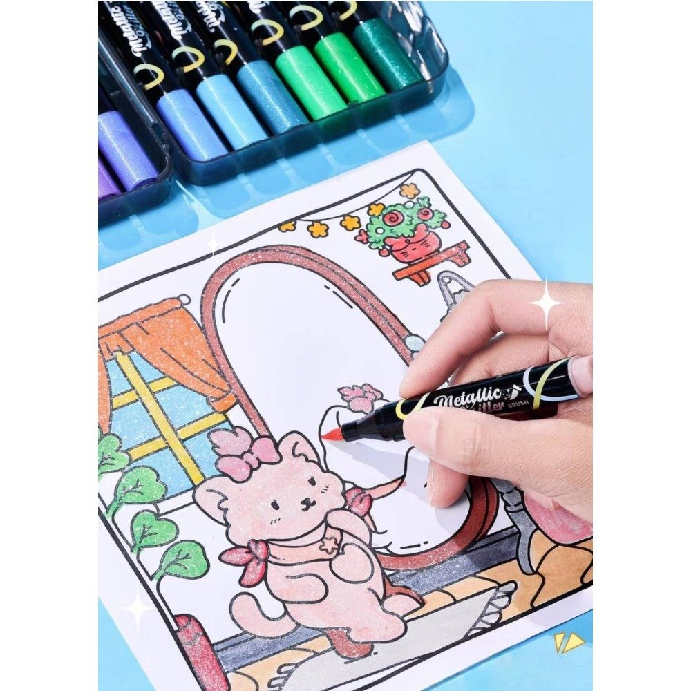Metallic Glitter Painting Markers Set 24 Colors - Image 4