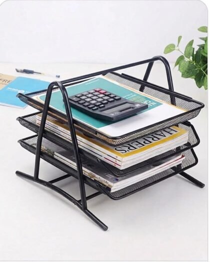 3-Tier Metal Mesh Desk Organizer & Document Paper Tray Holder