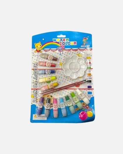 Kids Water Color Tube Set (12 Colors) with Flower Palette & 2 Painting Brushes