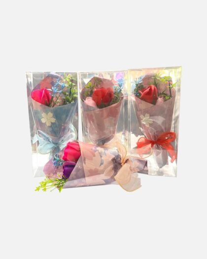 Mini Artificial Flower Bouquet in Clear Gift Box
