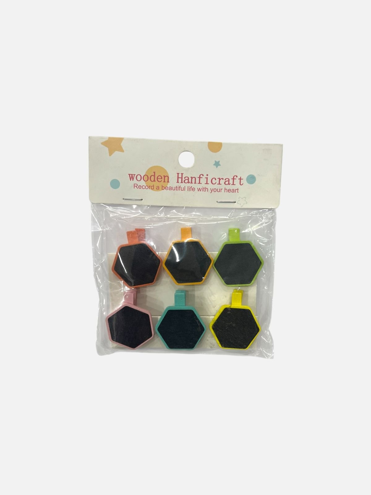 Multicolor Wooden Memo Clips with Mini Chalkboard – Craft & Decor Set