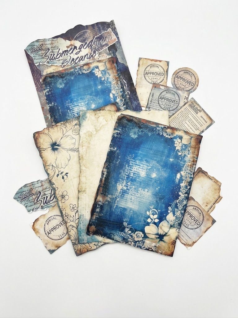 Oceanic Vintage-Style Decorative Arts and Crafts Paper for Journaling