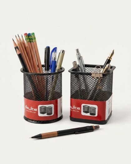 Pen Holder Metal Round Square