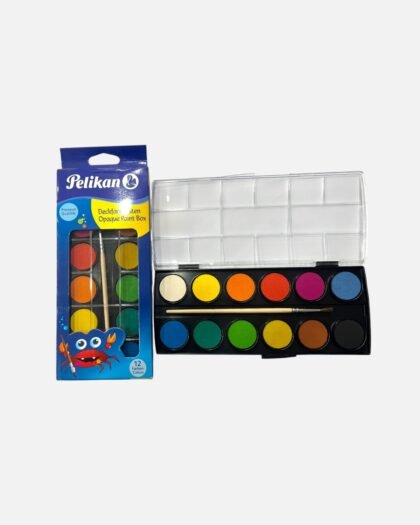 Pelikan Opaque Paint Box – 12 Colors Watercolor Set with Painting Brush