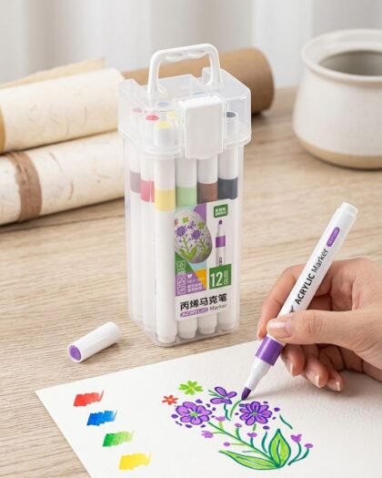 Waterproof Acrylic Paint Markers Pack of 12 for Rock Painting, Glass, Wood & Canvas