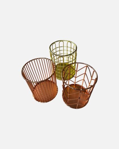 Metal Wire Mesh Pen Holder Holder Cup - Geometric Rose Gold & Gold Desk Organizer